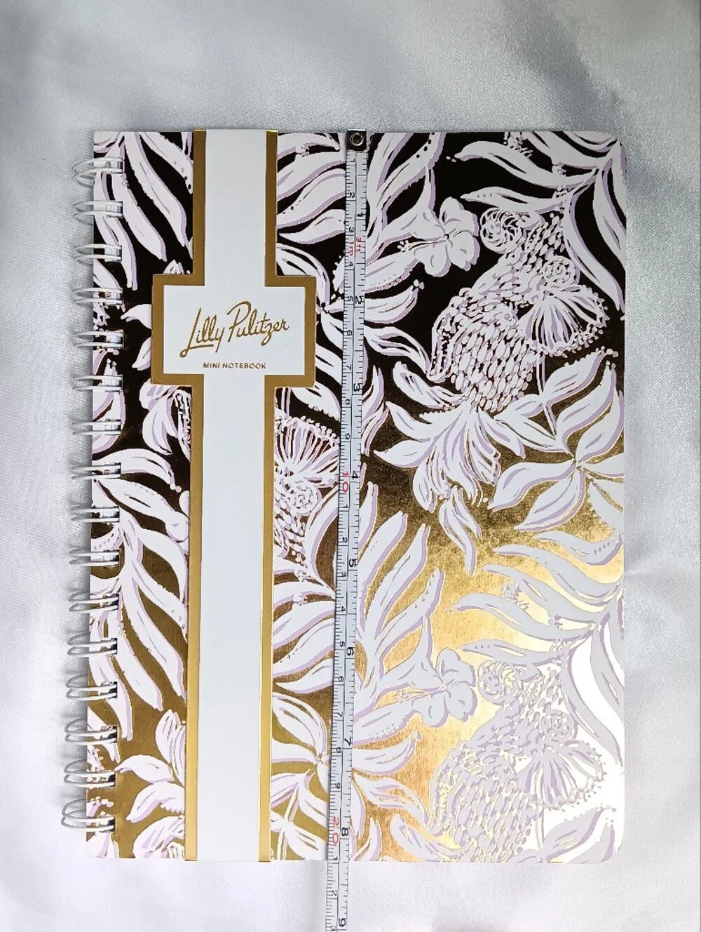 Lilly Pulitzer Mini Notebook Spiral Bound Pocket Floral Metallic Gold Lilac 8.5